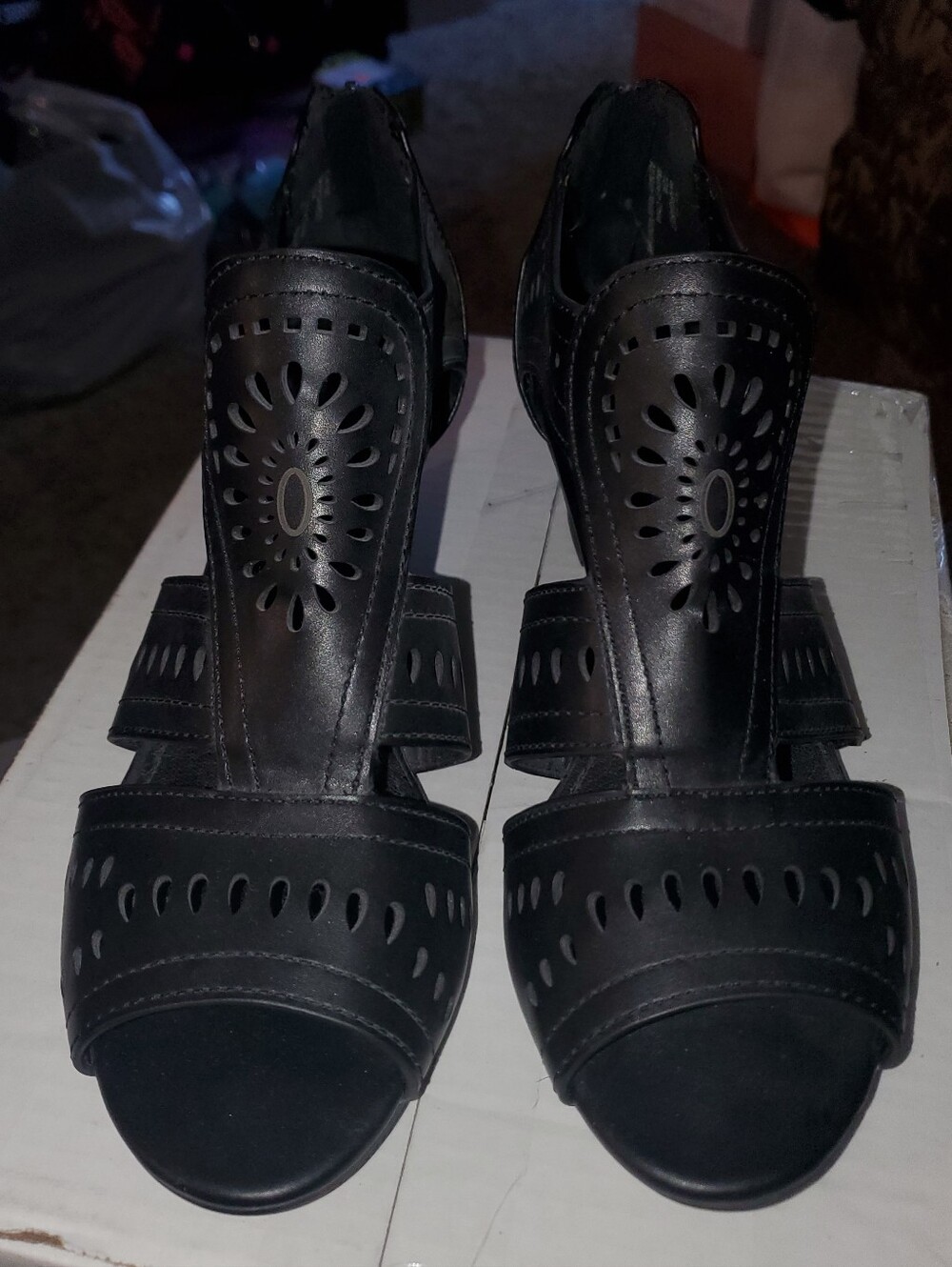 *NWOT* Women’s Black Pesaro Margaret Peep Toe Wedge - Size 10